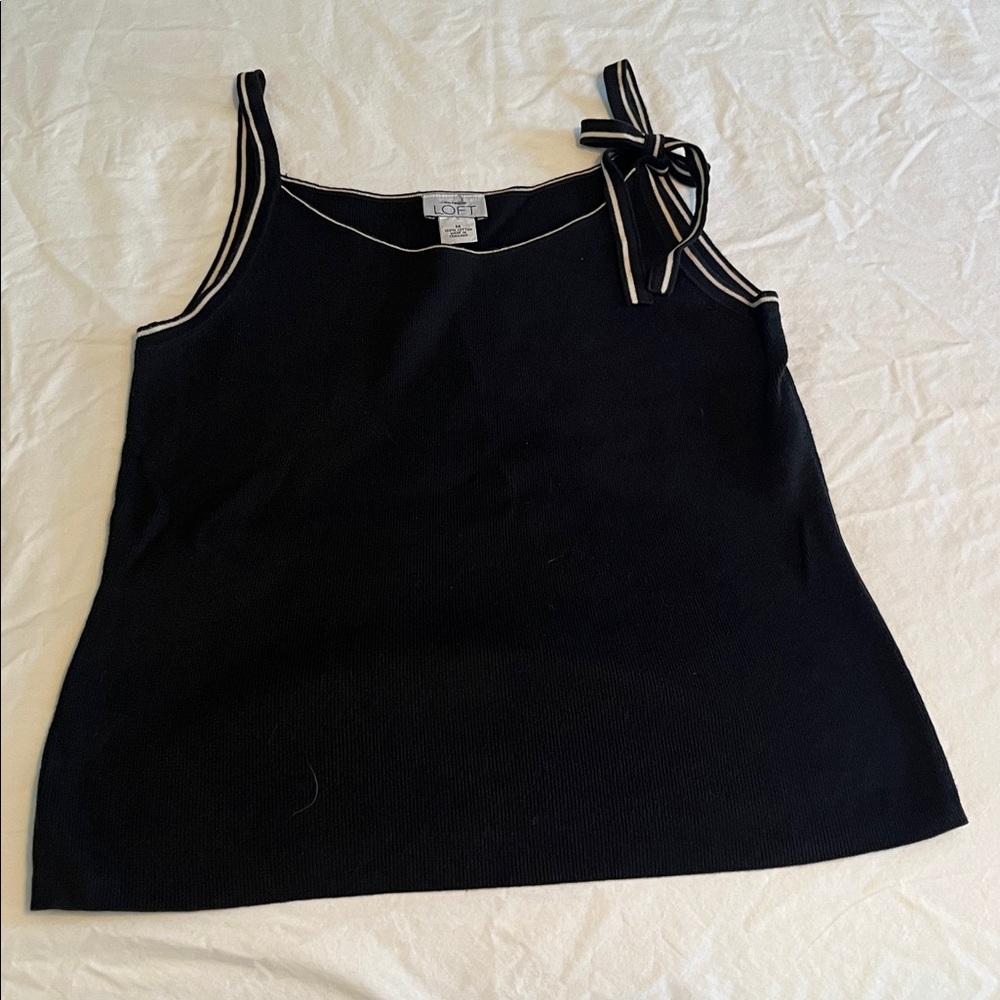 Ann Taylor LOFT Black Sleeveless Top with White Trim